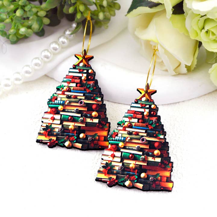 Buchen Sie Weihnachtsbaum-Holzohrringe für den Großhandel von HappyJewelrySupplies