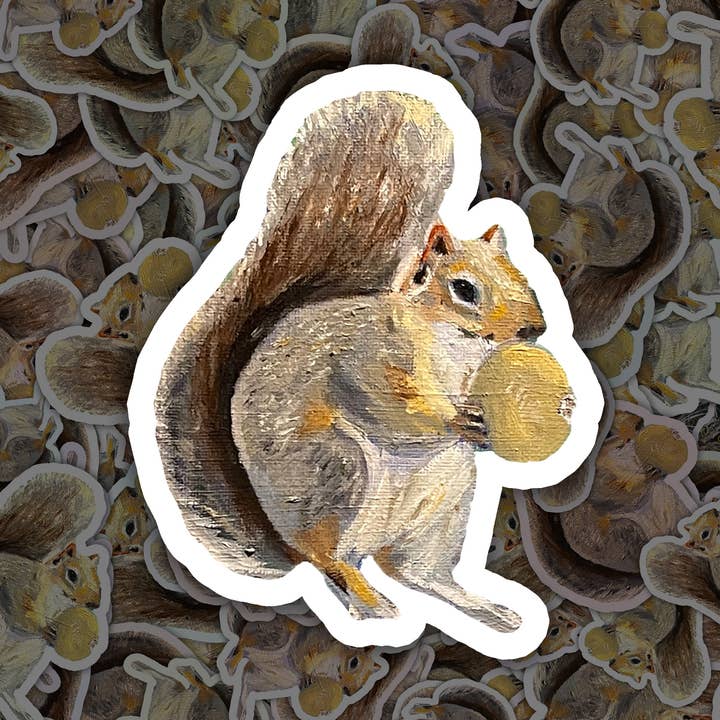 Durable Vinyl Sticker, Squirrel Oil Painting Design for wholesale by Deking Art