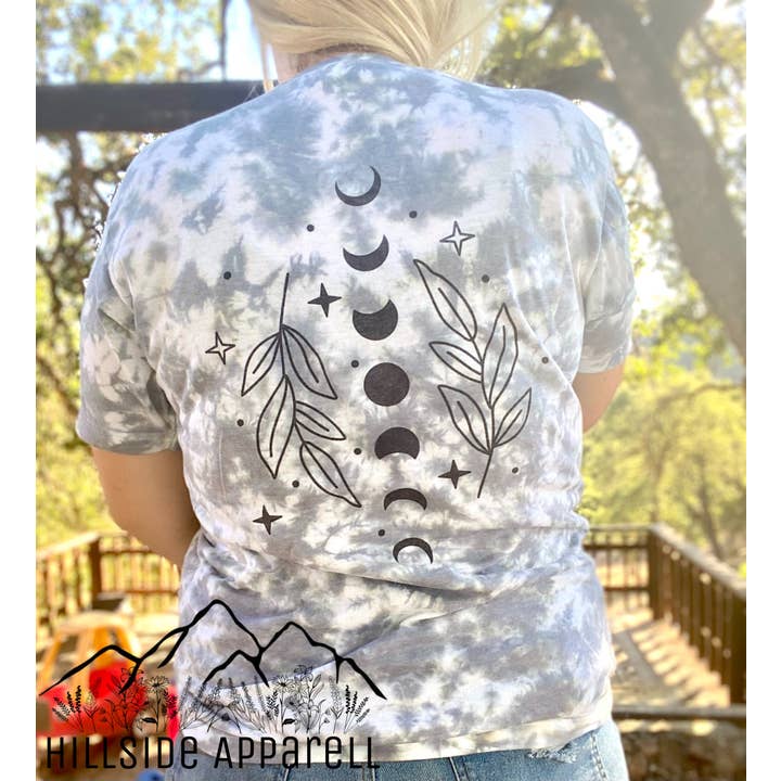 Just A Phase, Moon Phase Tye Dye Hoodie/Tee/Tank for wholesale by Hillside Apparell