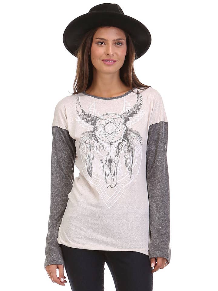 Scoop Neck Contrast long sleeve tee for wholesale by Urban X Apparel