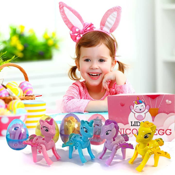 Lelaffet – Großhandel Spielzeugset – Kinder – Überraschungseier mit Spielzeug im Inneren des Osterstrumpfes Stuf Unicorn
