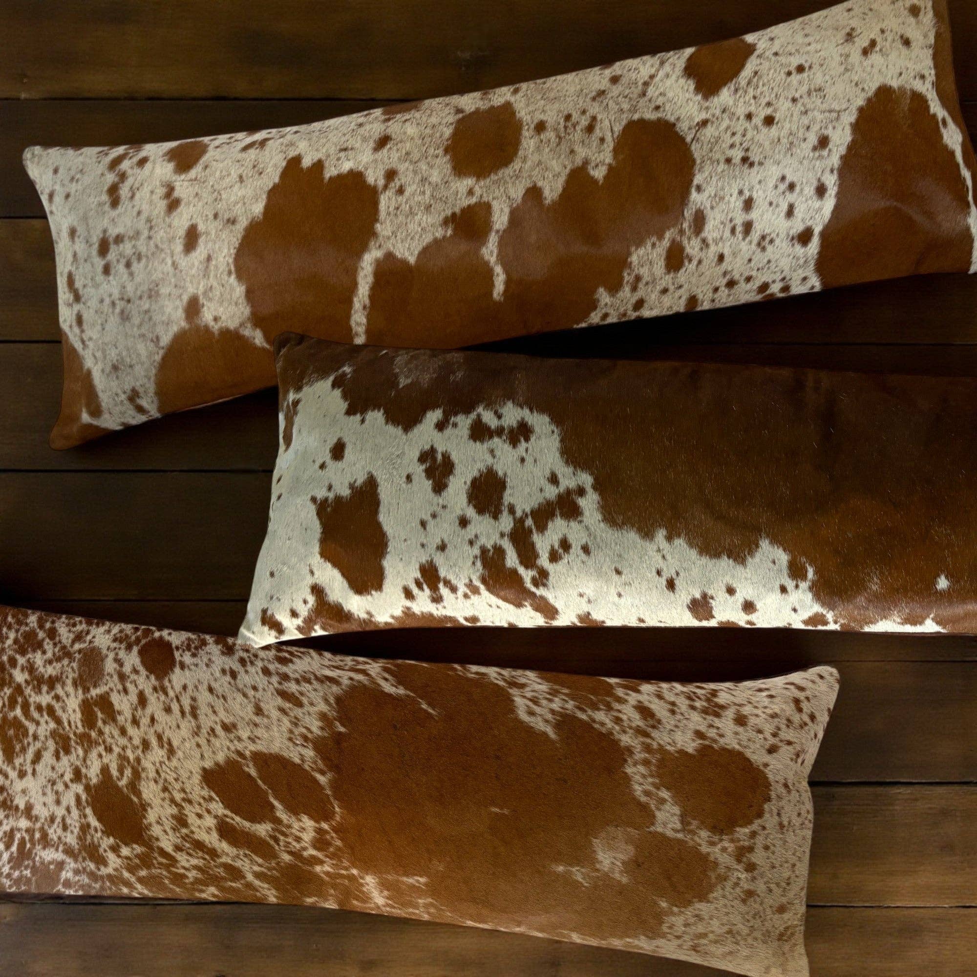 Ranch Junkie - Wholesale Throw Pillow Cover - 12x36 Genuine Cowhide Pillow Covers Lumbar Caramel Brown Double Sided Highlands Cowhide Pillow15