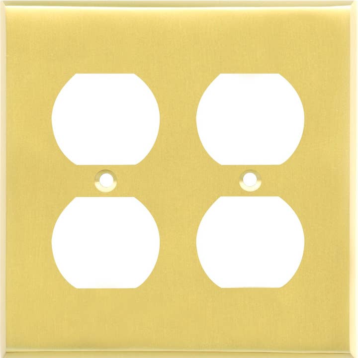 Switch Hits - Wholesale Light Switch Cover/Plate - Satin Brass 2 Gang Duplex Electrical Outlet Cover Wall Plate