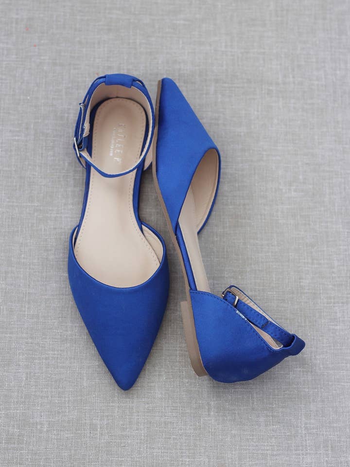 Kailee P. - Wholesale Flats - Women's - Satin Pointy Toe Flats with Ankle Strap31