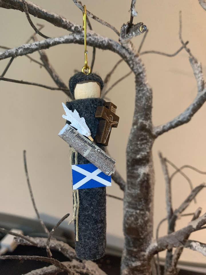 Blessed John Duns Scotus Wooden Doll Ornament for wholesale by Our Saint Family