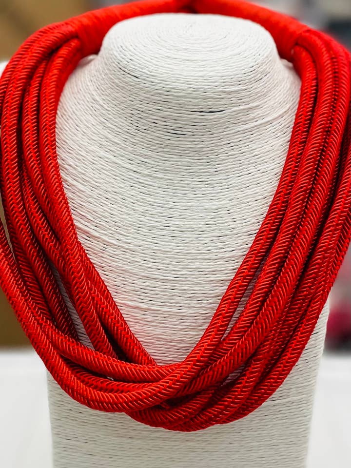 "Original" Slub 8-Strand Necklace (red) NK183 for wholesale by TWO FORTY TWO