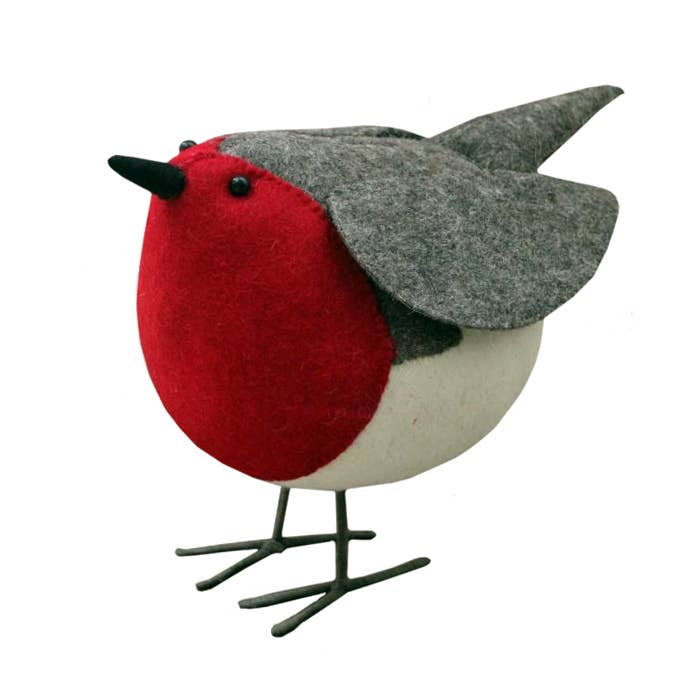 Classic XL 40cm Standing Robin Christmas Decoration for wholesale by Fiona Walker England
