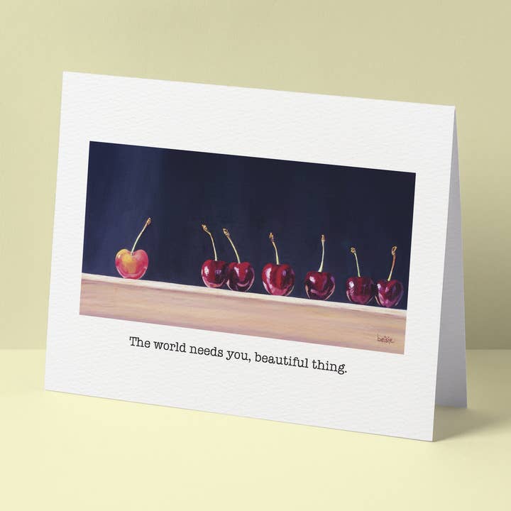 Carte de vœux « Le monde a besoin de toi » pour la vente par Betsie Studios