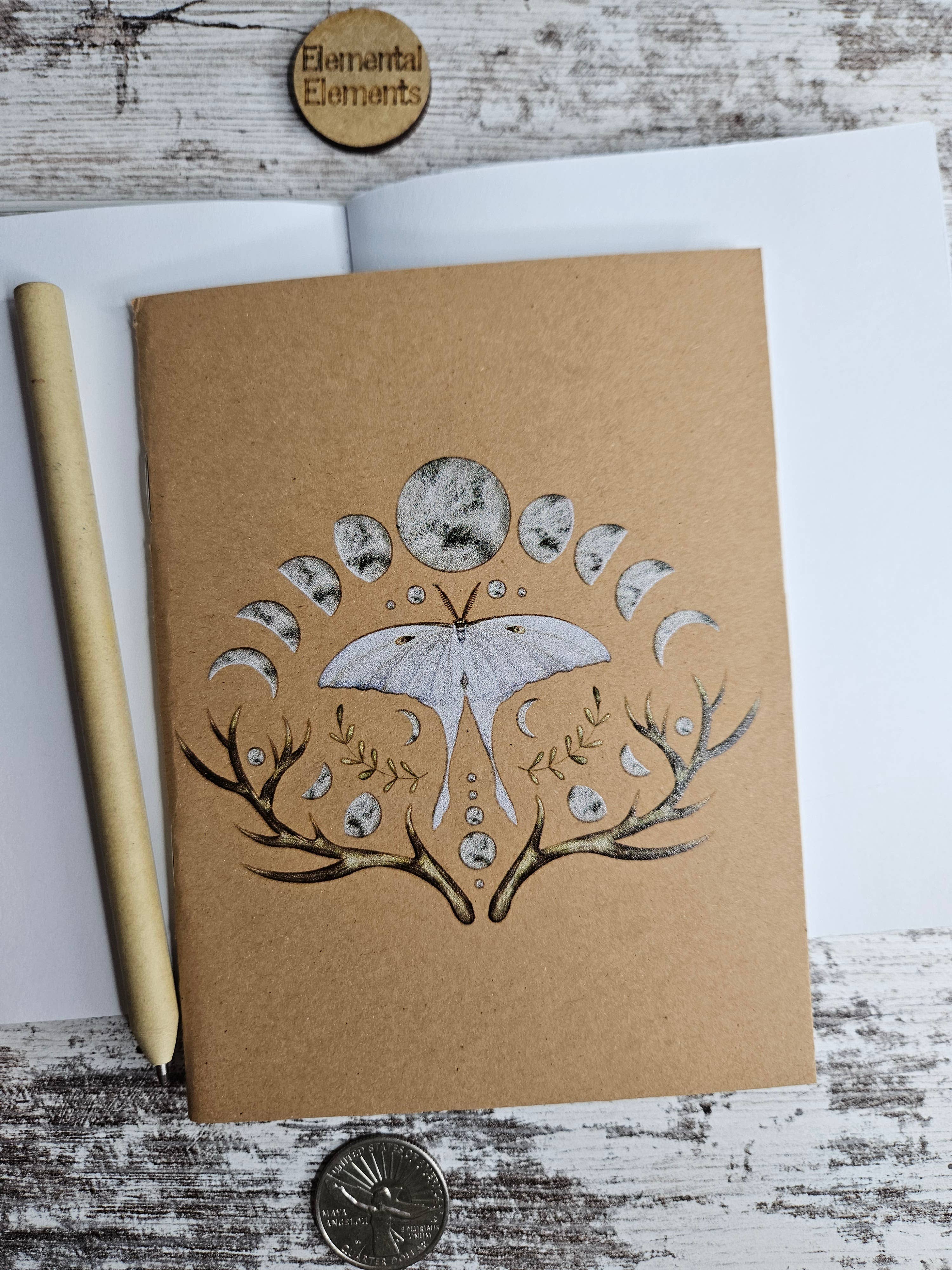 Elemental Elements LLC - Wholesale Journal/Diary - White Lunar Moth Journal Notebook 1