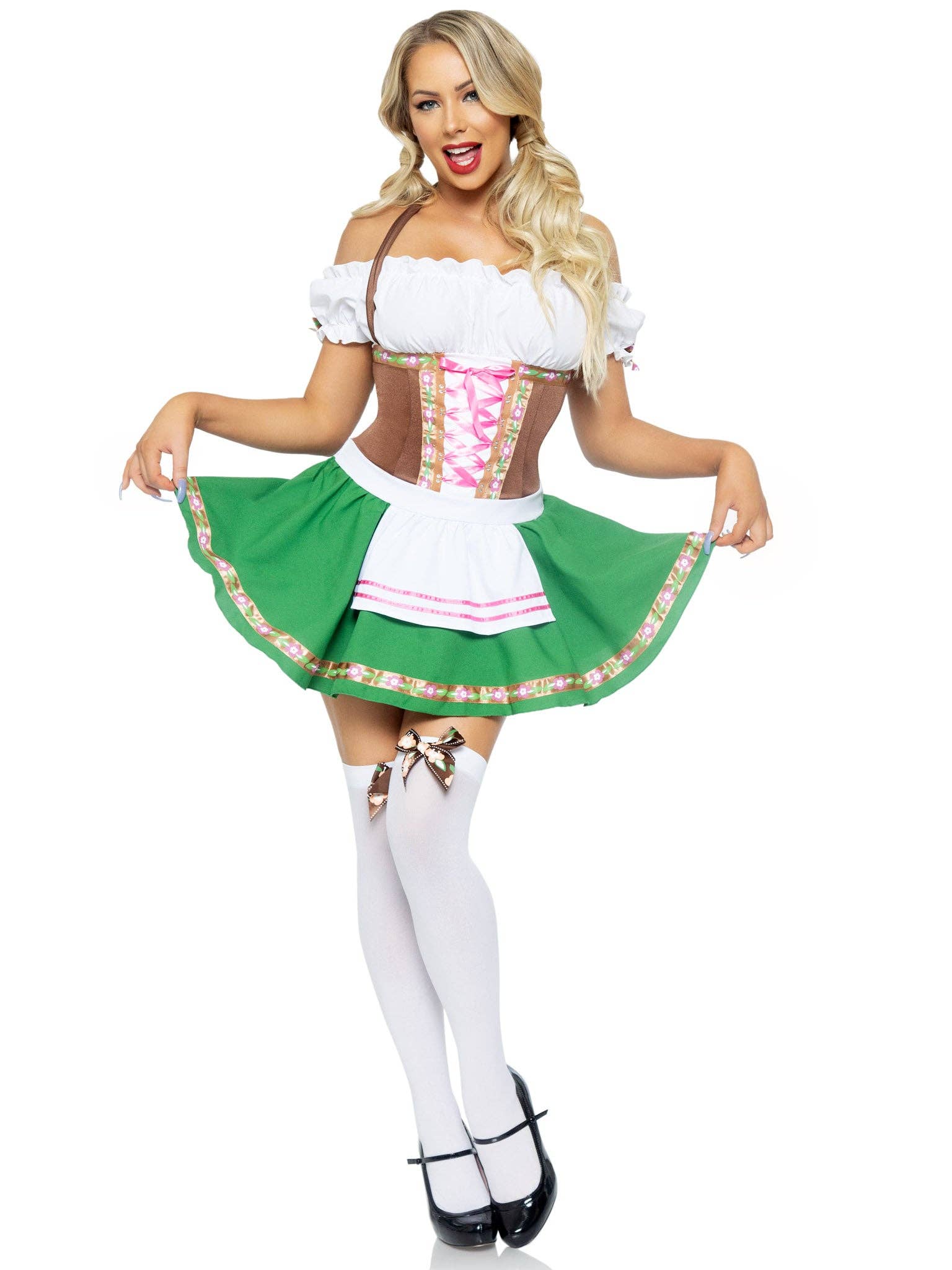 Brown Green Gretchen Oktoberfest Dirndl Costume for wholesale on Faire3