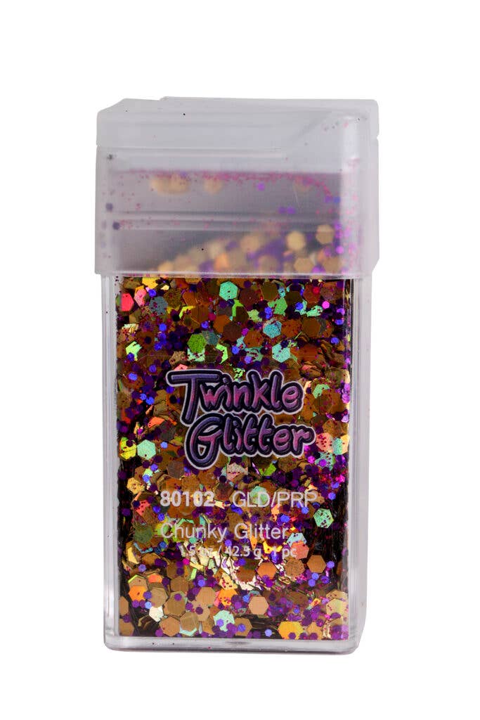 Western Fashion – wholesale Glitter – 80102 - blandade storlekar glitter sq flaska1.5 OZ-guld lila2