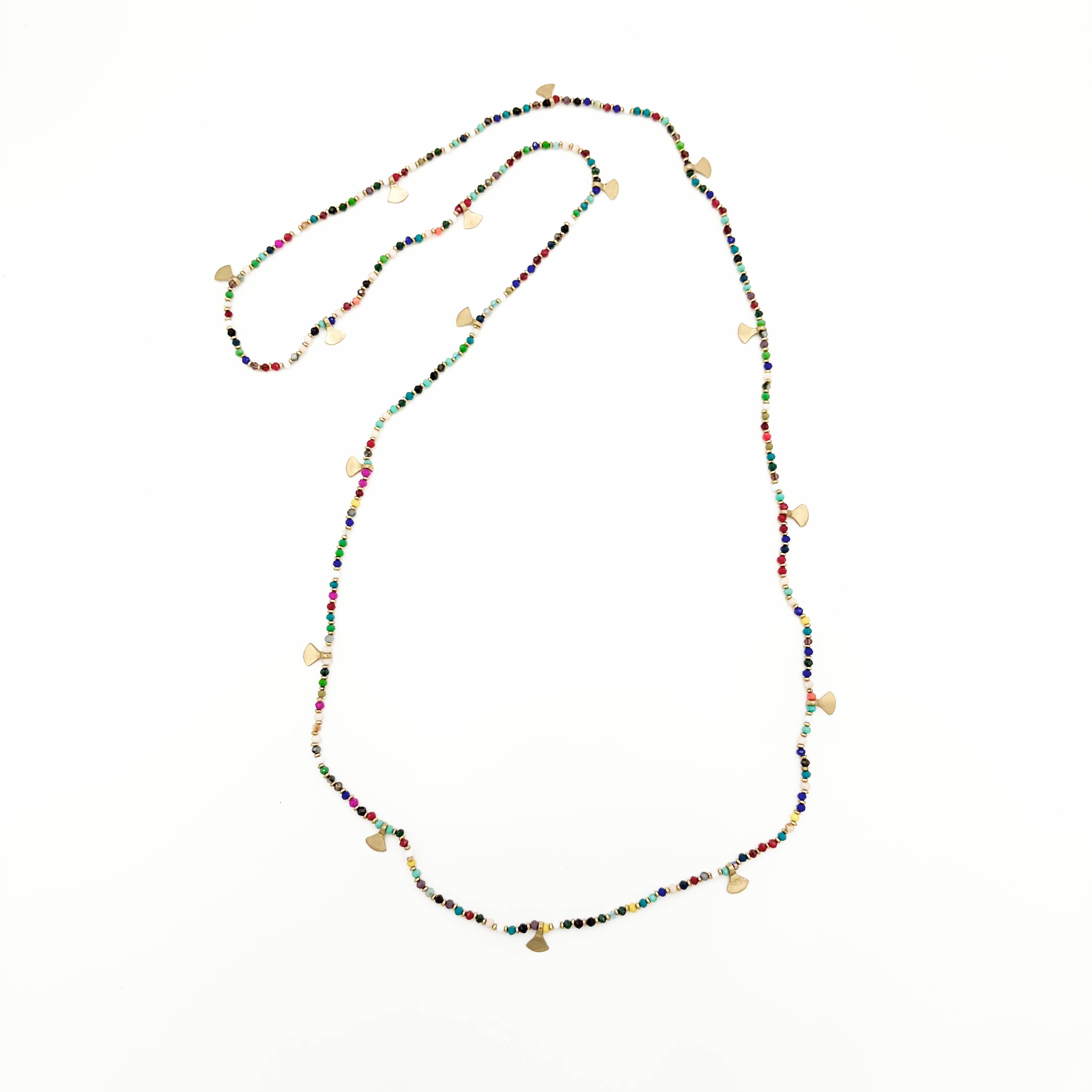 Baizaar - Wholesale Beaded/Pearl Necklace - Beaded Brass Fan Necklace - Best Seller2