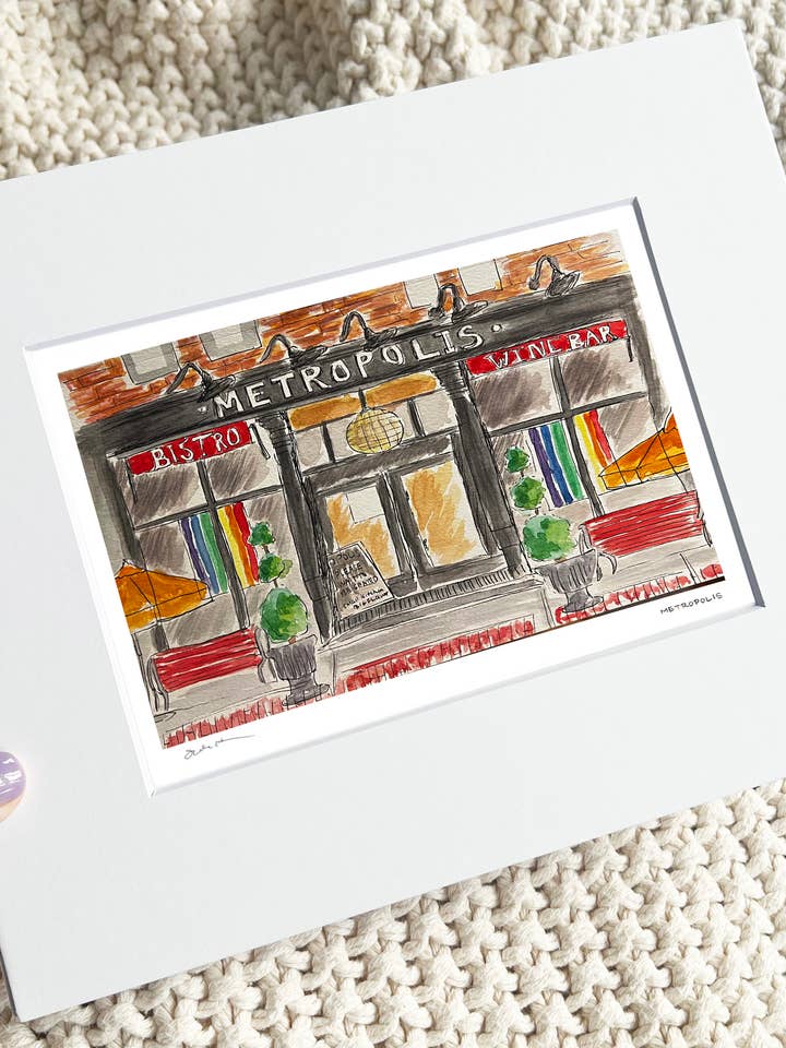 Métropole (Impression d'art en aquarelle de Boston – South End) pour la vente par Sunset Studios Boston: Neighborhood Watercolors