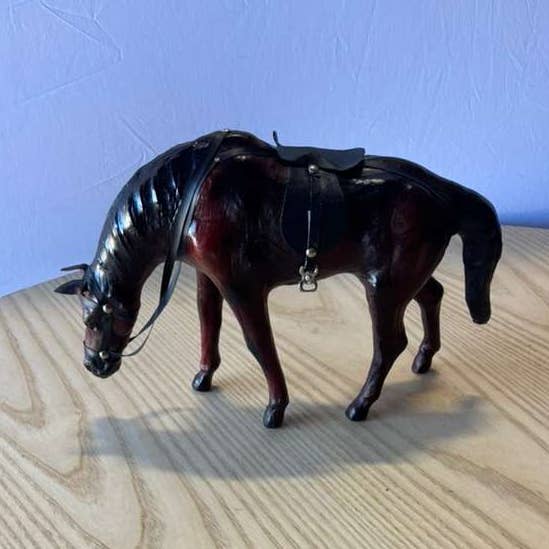 Handmade Leather Gazing Horse Statue – Eco-Friendly Lifelike Horse Figurine for Home Décor for wholesale by Something wild