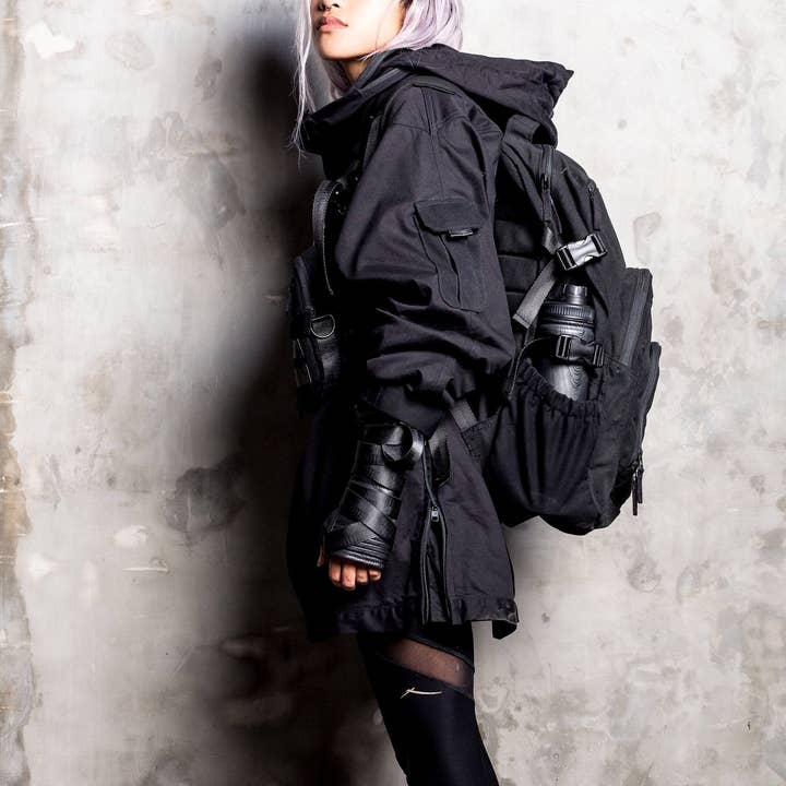 MOBILITY PACK Fully Loaded Black Canvas TechWear Utility Backpack With Insulated Pocket for wholesale by JUNGLE TRIBE