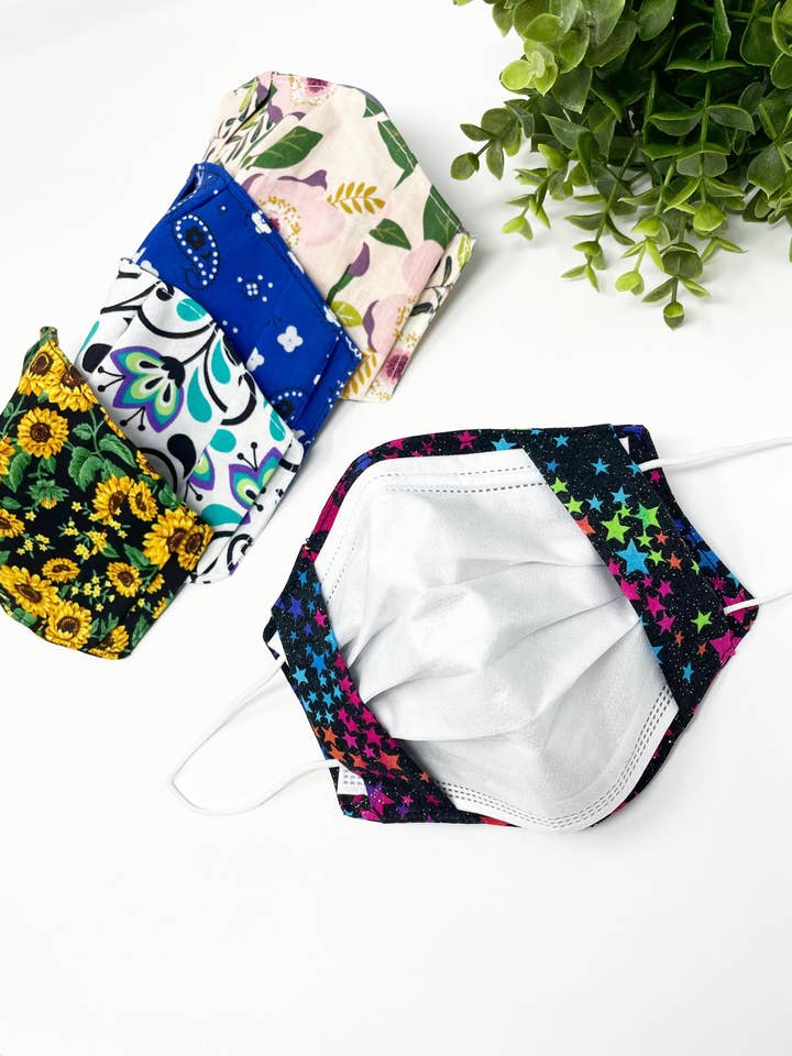 Disposable Face Mask Covers, Surgical Mask Covers, Double Masking, Mask Sleeve, Reversible Case Cotton, 2 In 1 Face Mask for wholesale by OMMO Designs