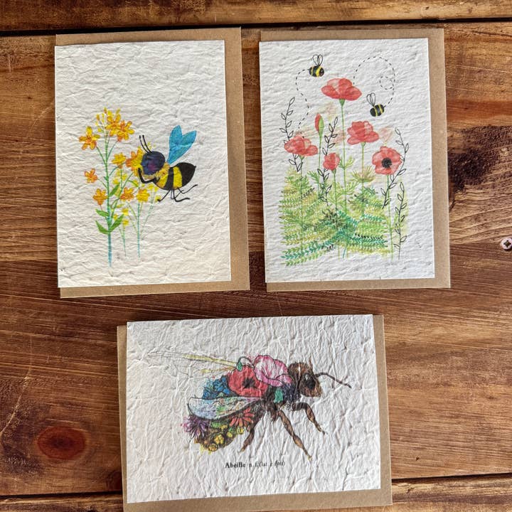 Carte à planter mellifère Abeilles & Fleurs aquarelle pour la vente par Les cartes de Lulu