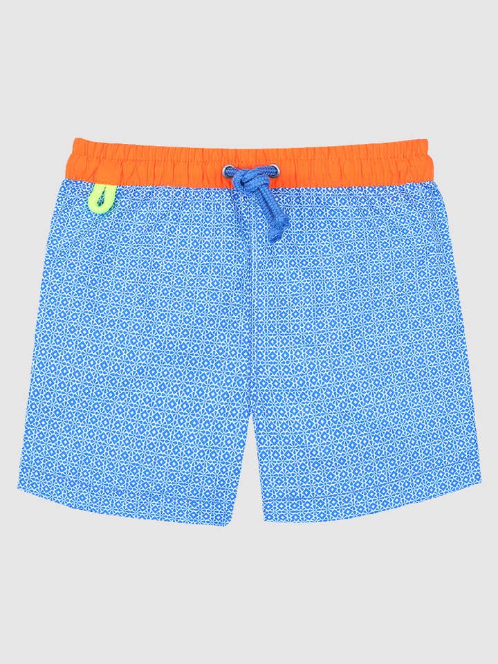 Meno Sky Blue Azulejos badeshorts for engroshandel hos GILI'S