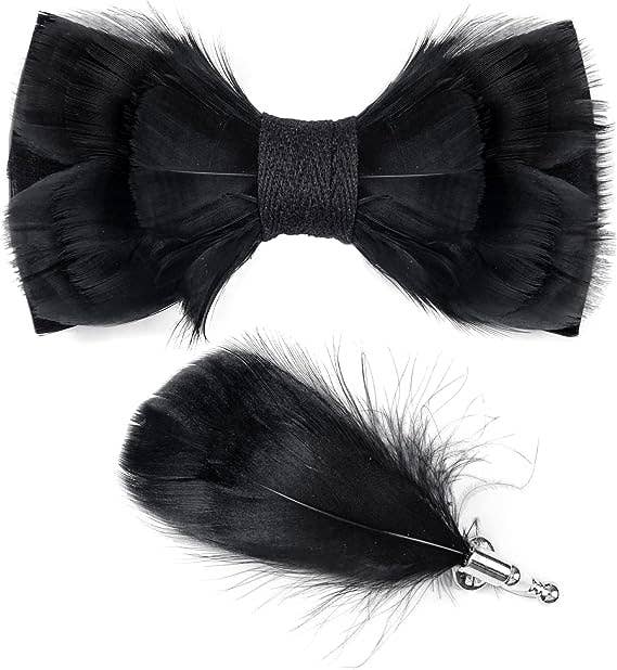 DMITRY Ties – Engroshandel Butterfly – Mænd – Håndlavet fjer sort mønstret forbundet sløjfe