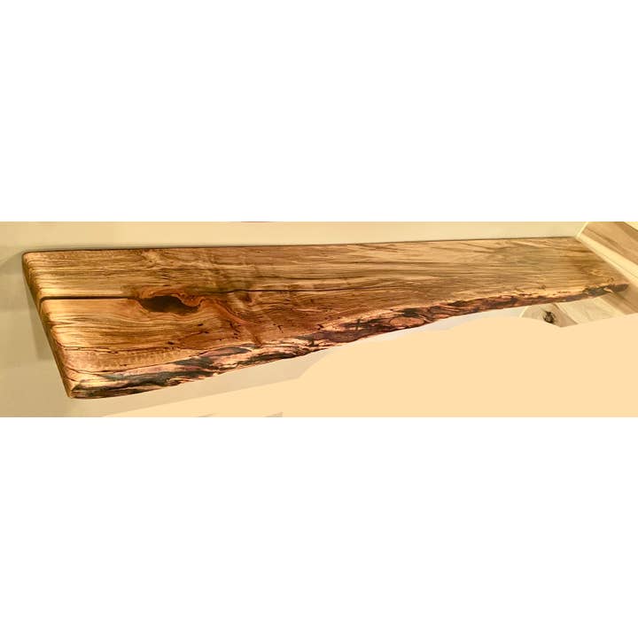 Steel Oak - Wholesale Wall Mounted Shelf - Live Edge Spalted Maple, Ambrosia Maple Wood Floating Shelf2