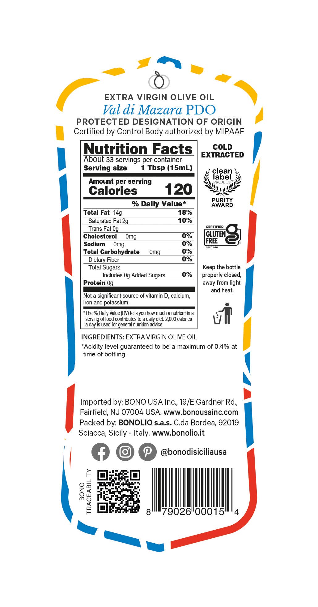 Bono USA Inc. - Wholesale Olive Oil - Bono PDO Cert. Val Di Mazara Extra Virgin Olive Oil1