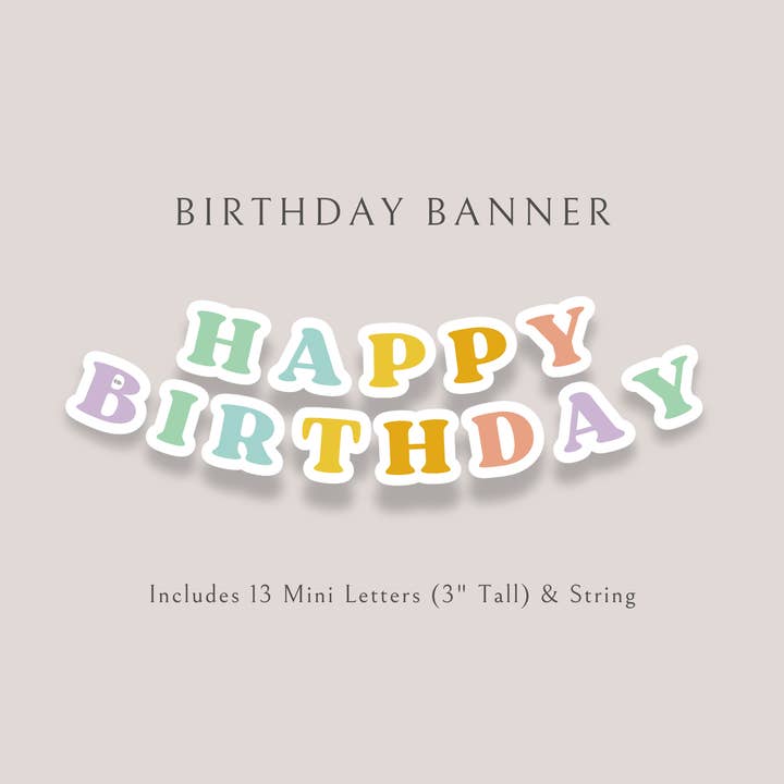 Mini Happy Birthday Banner with 3" Pastel Letters for wholesale by Design Sprinkles
