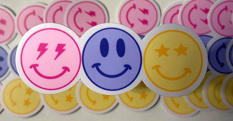 MarieDesignCo - Wholesale Sticker - Smiley gezichtssticker, laptopsticker, sticker voor waterflessen6
