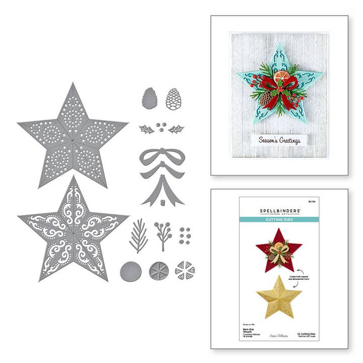 Barn Star Wreath Etched Dies from the Country Christmas Collection by Annie Williams for wholesale by Hero Arts + Spellbinders Wholesale