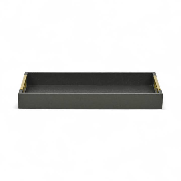 Cheungs Home Decor - Wholesale Decorative Tray - Dark Gray Abstract Themed Vinyl & Wood Tray | Gold Handles1