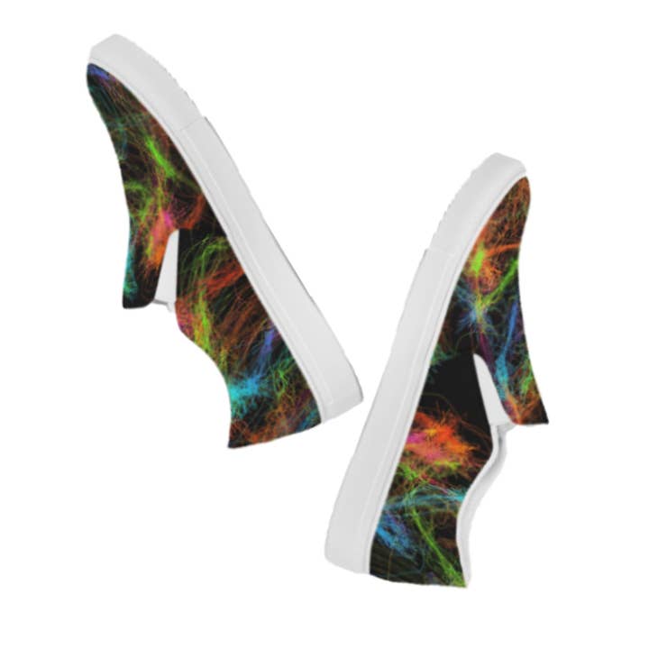 Slip-on sneakers schoenen voor meisjes-neon art design. Canvas schoenen voor dames. Wicked Yo voor wholesale door WickedYo