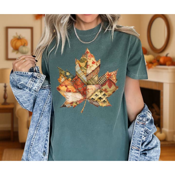 Patchwork Leaf (Pick Your Tee Color) for wholesale by The Red Rival Wholesale