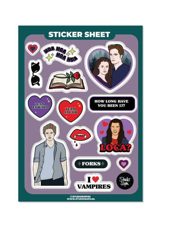 I Love Vampires Sticker Sheet for wholesale by Studio Soph (We Pay Your Import Fees - We Ship DDP)