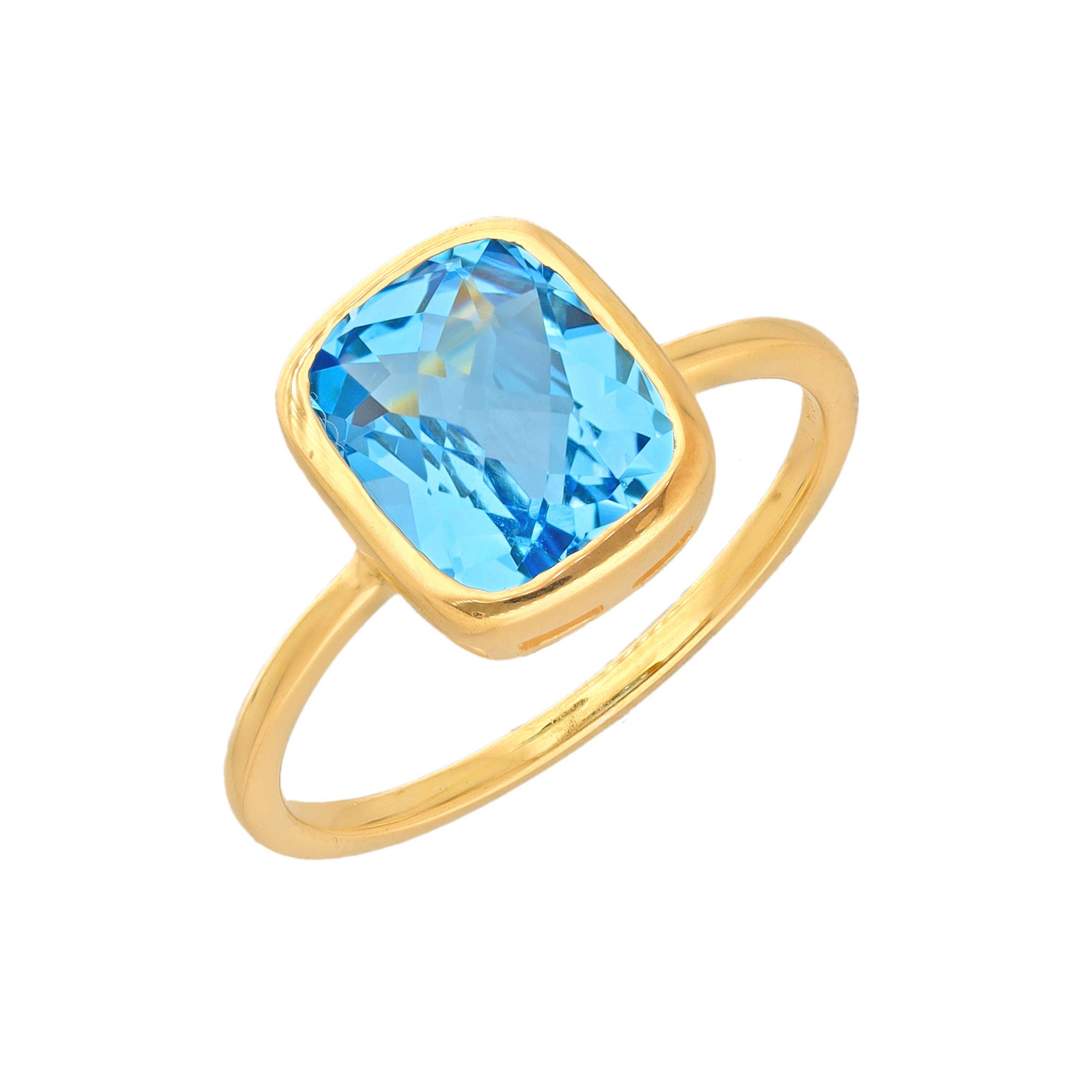Tiramisu - Wholesale Single Stone/Solitaire Ring - Gold Plated 925 Silver Azure Embrace London blue Topaz Ring2