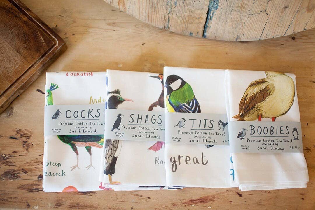 Sarah Edmonds Illustration – wholesale Tea towel – Cocks Bird Cotton Tea Towel6