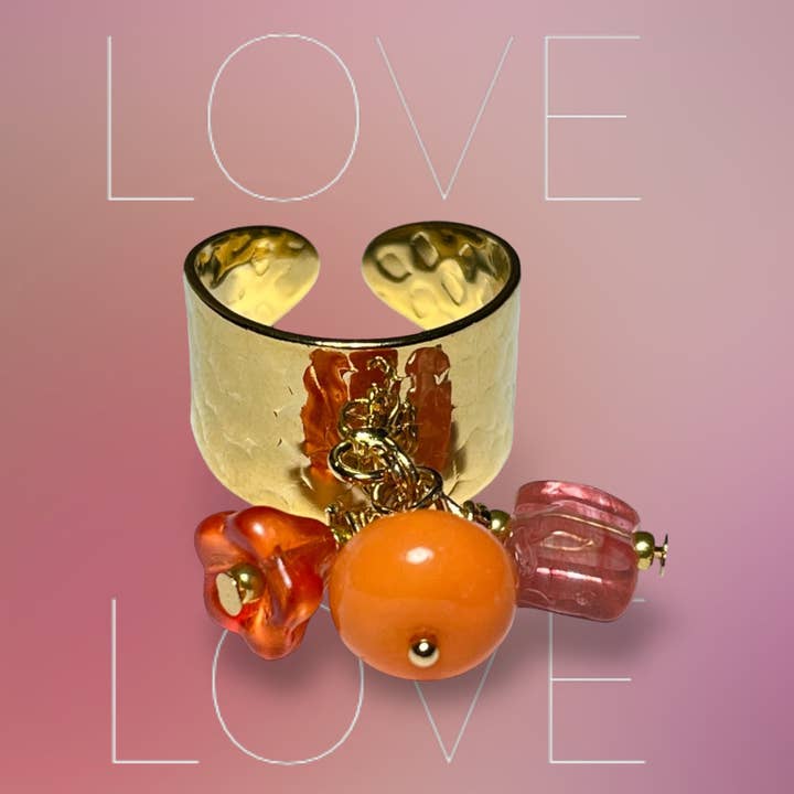 TOURMALYN - Vente Bague de cocktail/de cérémonie - Bague "INES" dorée or fin avec pierre d’ Opale et Quartz5