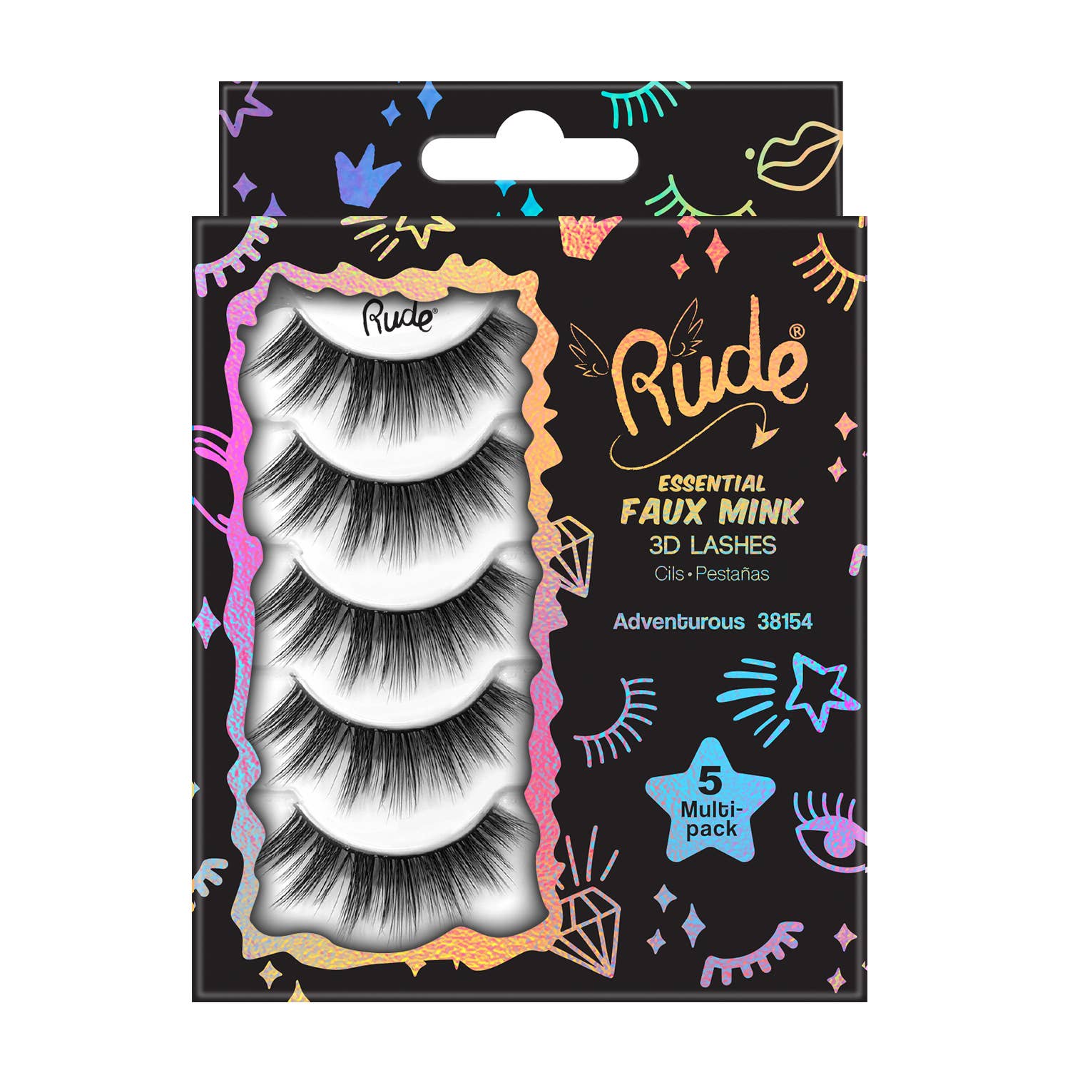 Rude Cosmetics - Wholesale False/Fake Eyelashes - Essential Faux Mink 3D Lashes 5 Multi-Pack1
