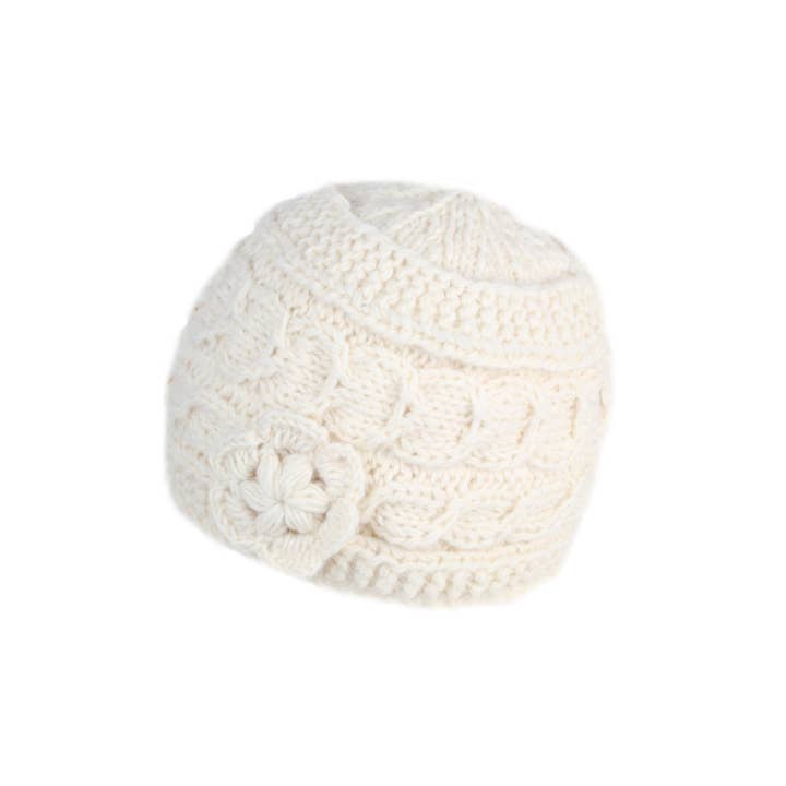 Chamonix Flower Beanie Cream for wholesale on Faire