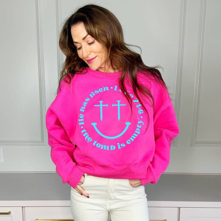 Felpa corta con sorriso e unghie per la vendita all'ingrosso da parte di Poppy & Pine