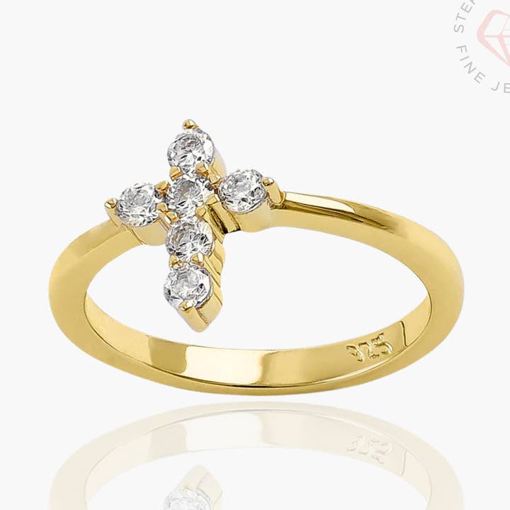 Calvariekruis Ring - Verguld Zilver & Sterling Zilver voor wholesale door AMADI Jewelry