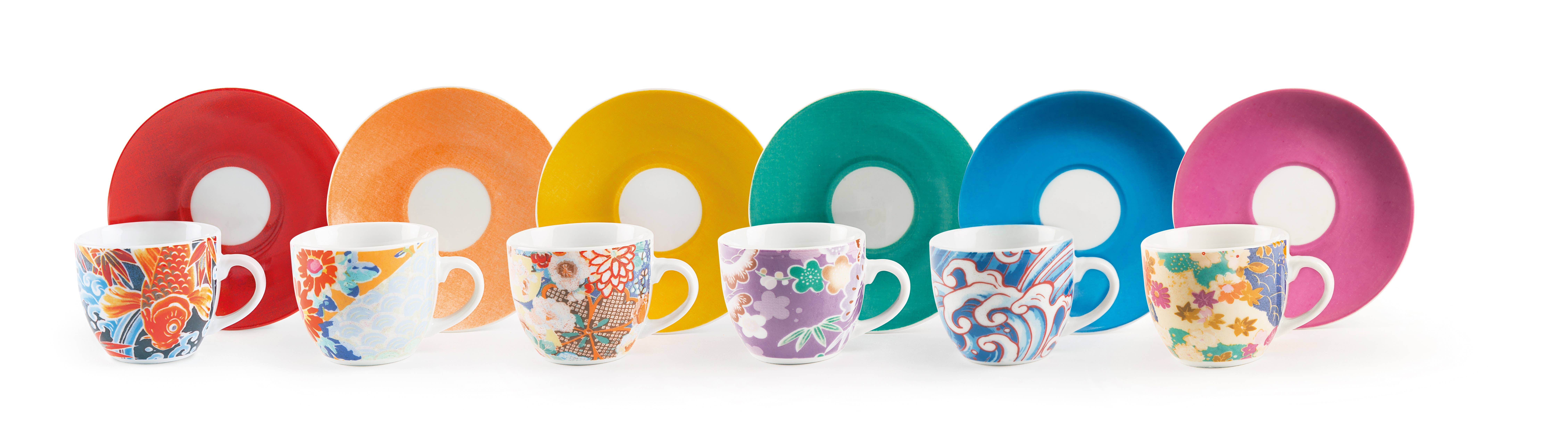 multicolour Set of 6 Kimono Coffee Cups for wholesale on Faire1