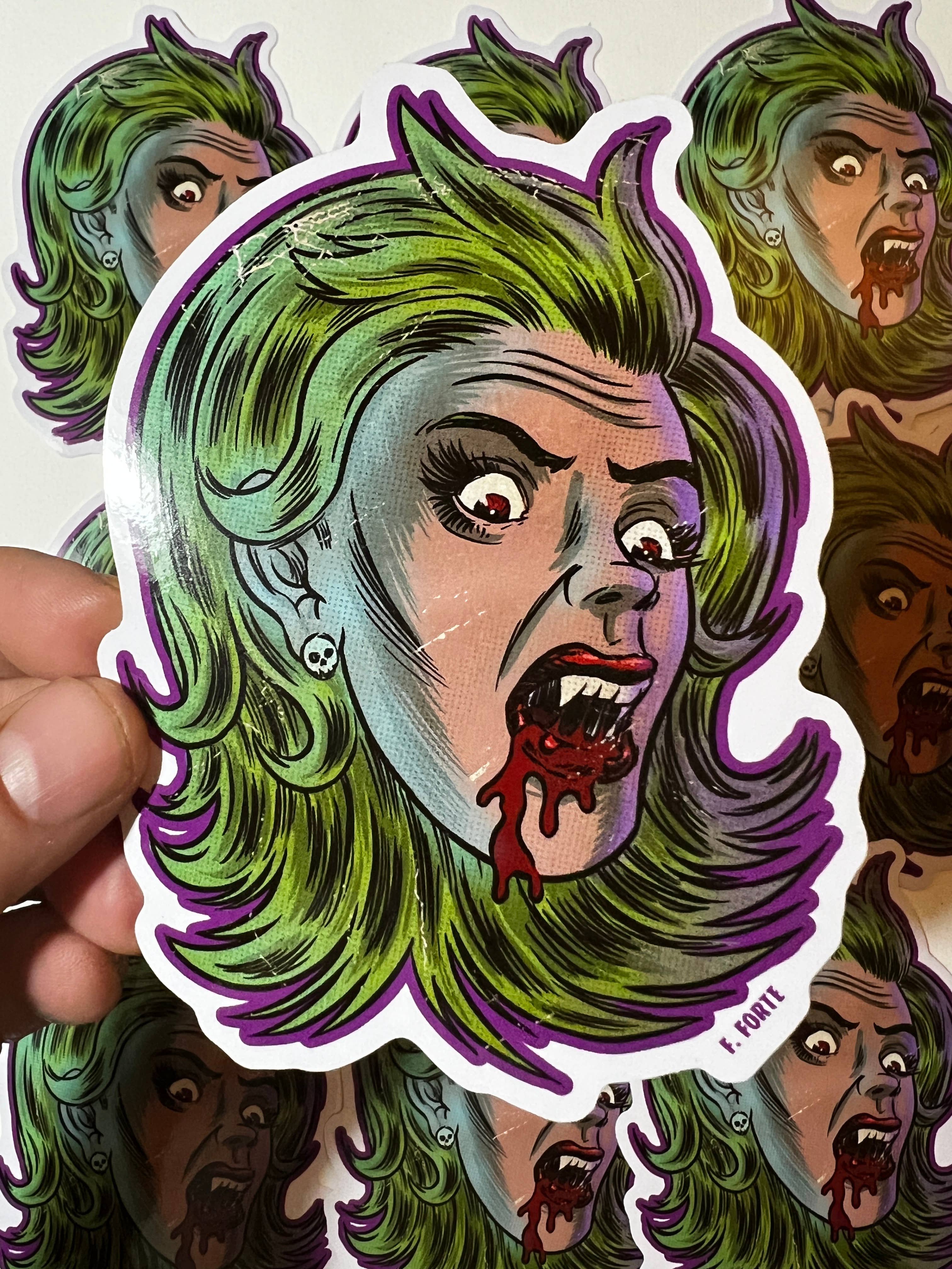 Xeno Pop - Wholesale Sticker - Frankenhorrors Vampire Fangs 5x4 die cut vinyl sticker1