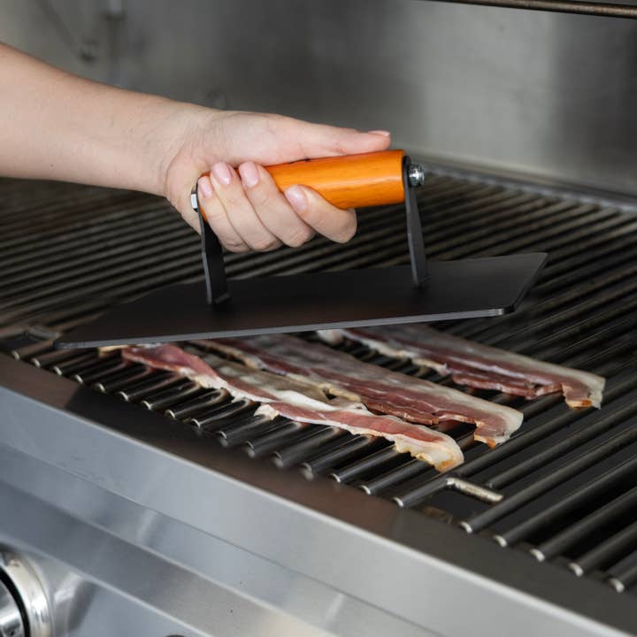 Fox Run Brands - Wholesale Outdoor Grill Tools - Outset XL Grill Press, With Wood Handle, 8" x 10"