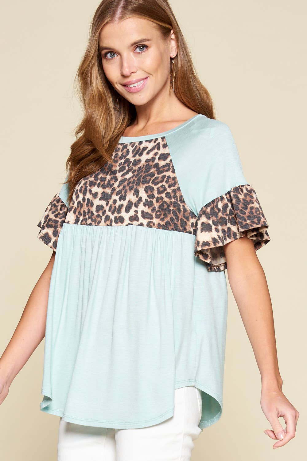 Emerald Collection – Engroshandel Tunika - Dame – ETK-5126 Babydoll Dyreprint Kontrast Tunika4