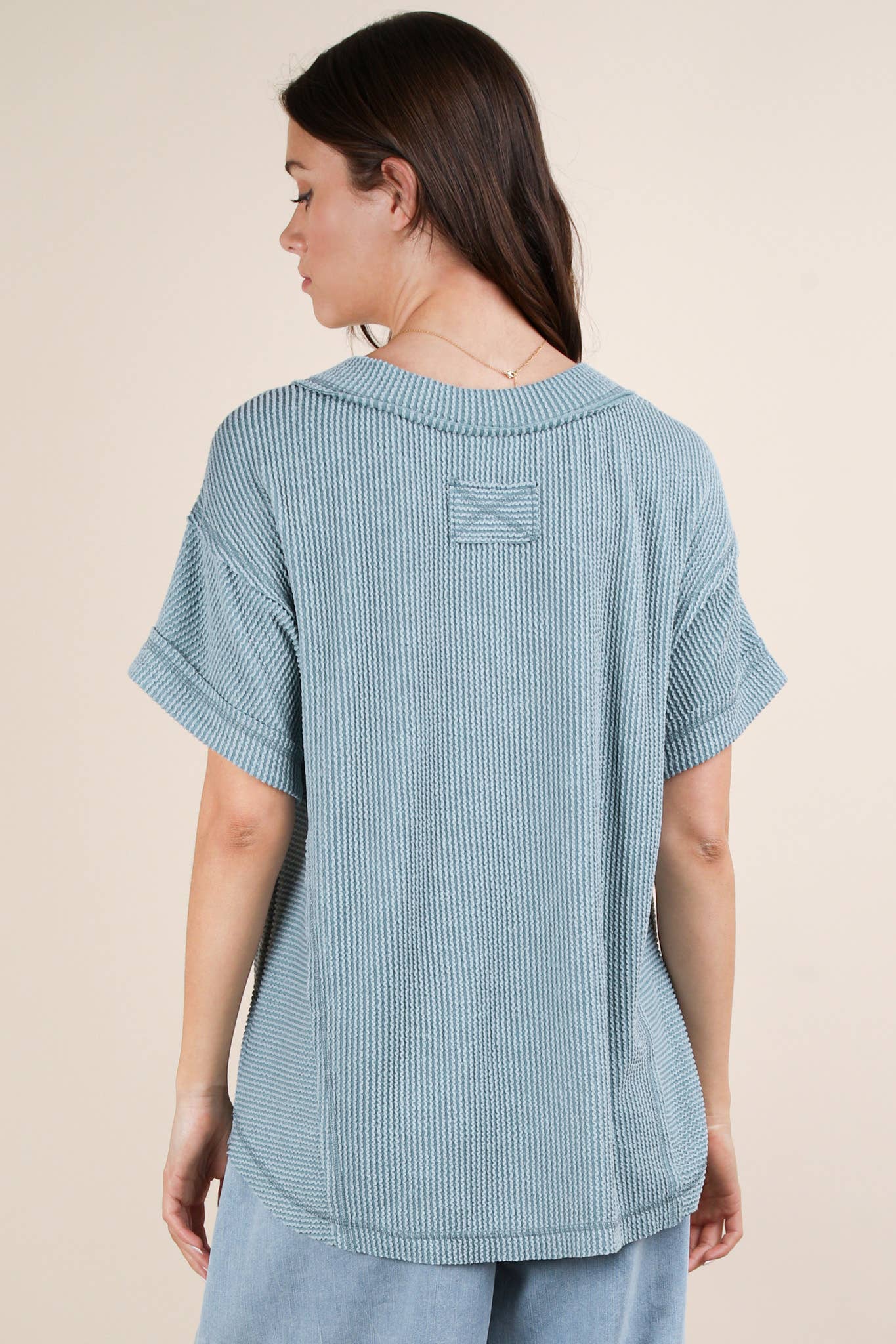VERY J – wholesale Knit top – Women's – NT12075-Soft Two Tone Casual Comfy Ribbed Knit Top13