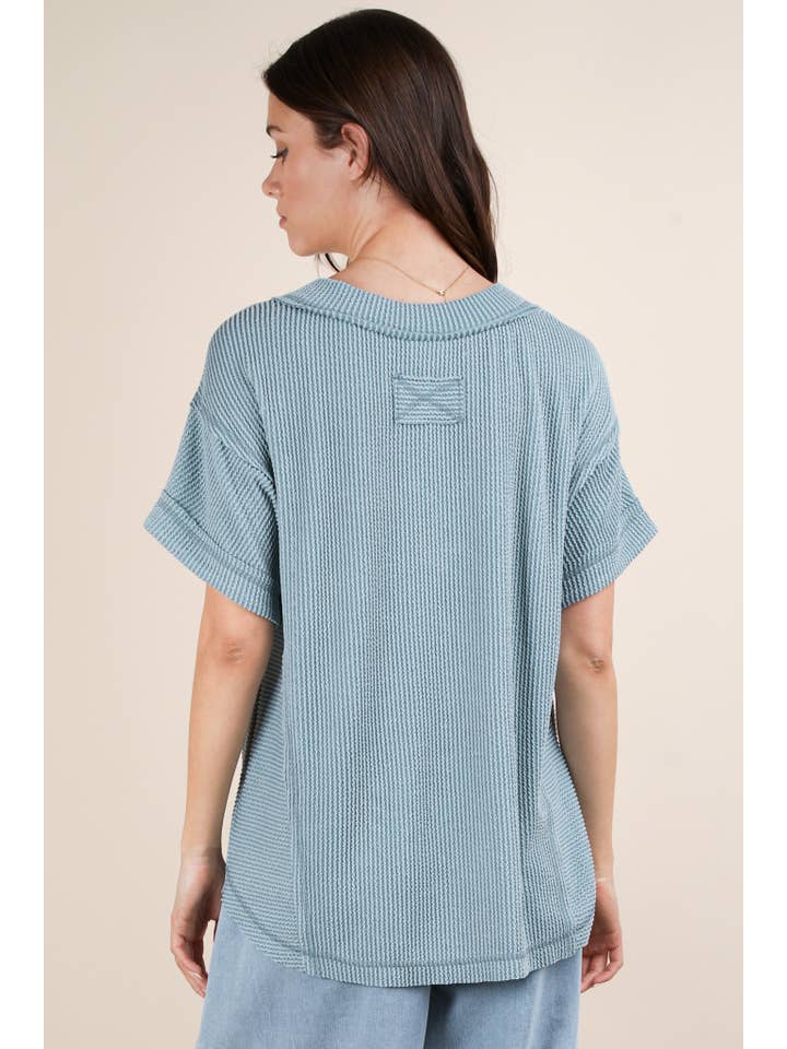 VERY J – wholesale Knit top – Women's – NT12075-Soft Two Tone Casual Comfy Ribbed Knit Top13