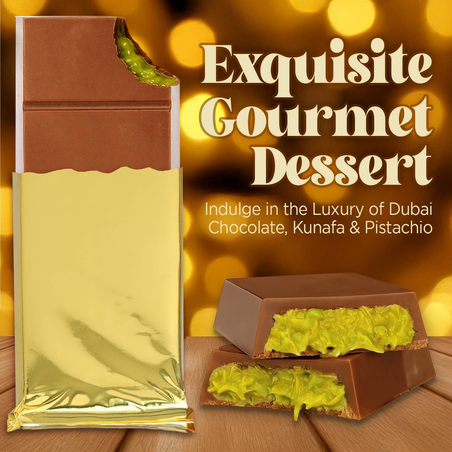 Ceres Gourmet - Wholesale Chocolate Bar - 3.5oz Milk Dubai Chocolate Bar Pistachio & Gift-Ready Pack 7