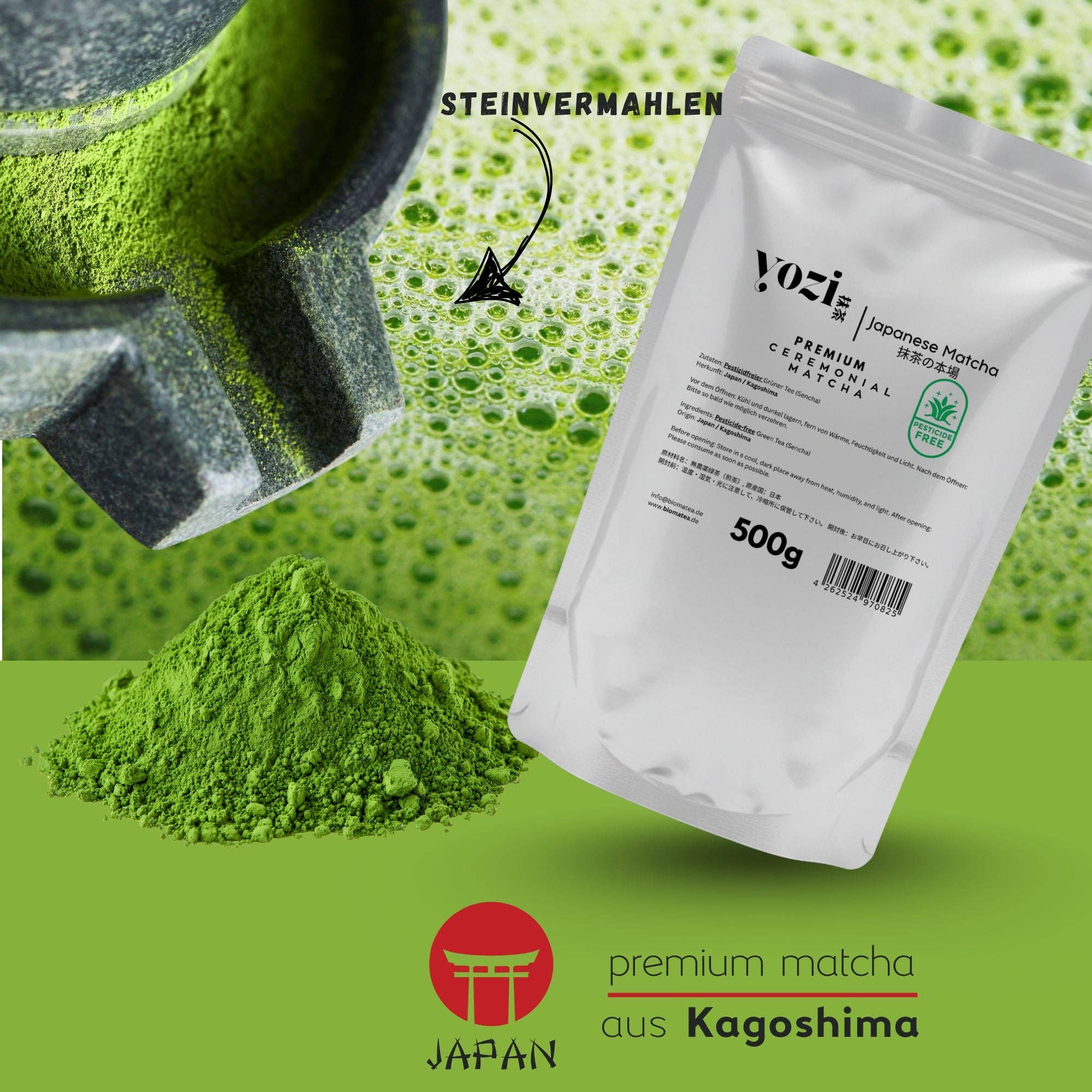 Biomatea - Wholesale Health/Detox Tea - 500g Stock Pack Premium Ceremonial Matcha Powder from Kagoshima Japan, Pesticide-Free Matcha Tea3