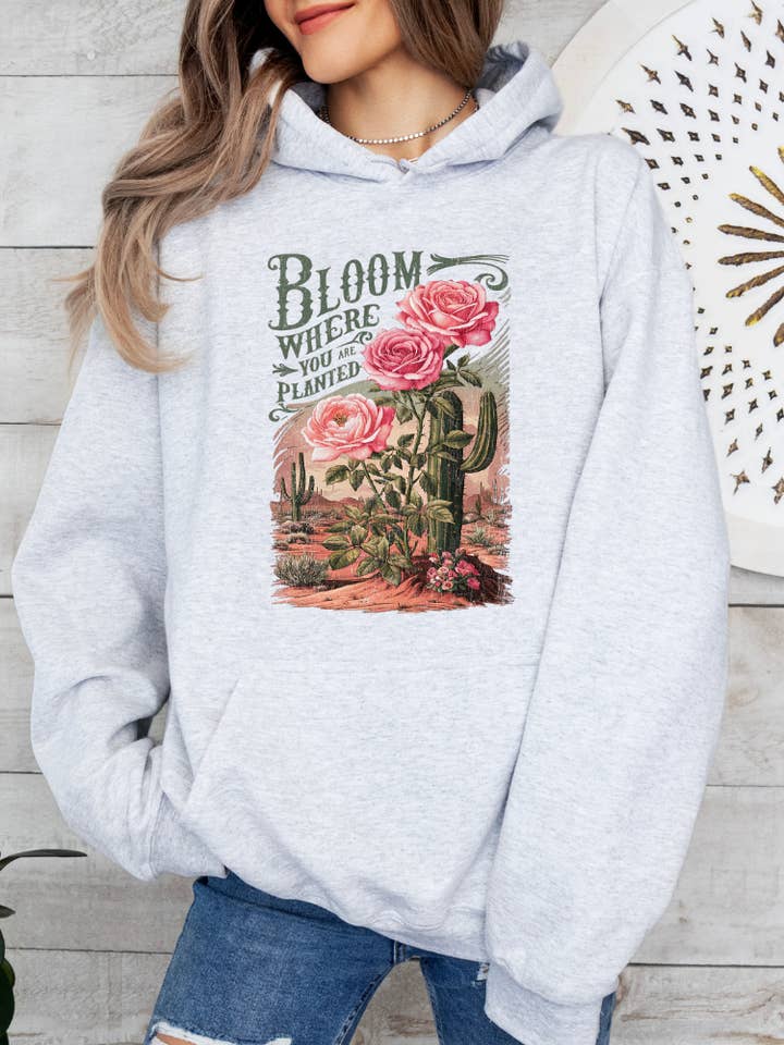 Bloom Where You Are Planted Spring Adult Graphic Hoodie for wholesale by Uncommon Label