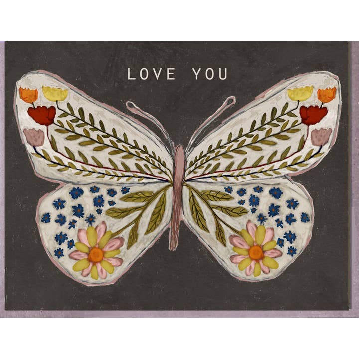 Butterfly flowers Gray-Love You for wholesale by Blueberry Road Cards