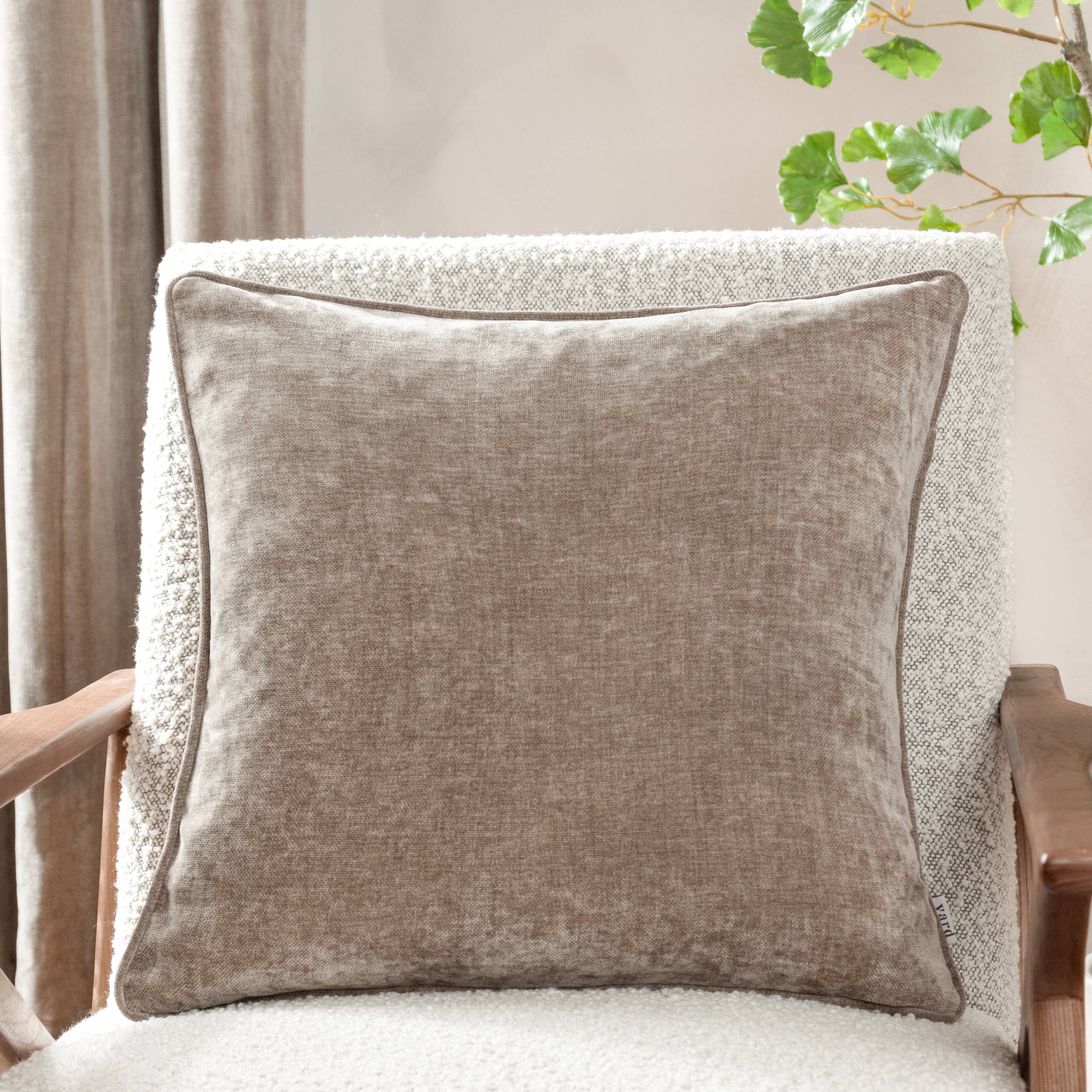 Heavy Chenille Cushion Greige for wholesale on Faire0